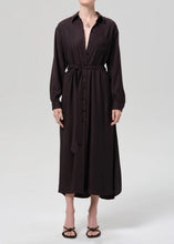Load image into Gallery viewer, Camillia Shirt Dress in Portofino Twill Brown