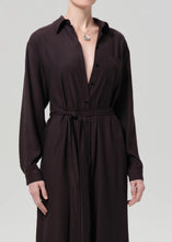 Load image into Gallery viewer, Camillia Shirt Dress in Portofino Twill Brown