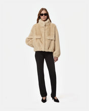 Load image into Gallery viewer, Iris Shaved Mink Bomber in Latte
