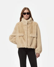 Load image into Gallery viewer, Iris Shaved Mink Bomber in Latte