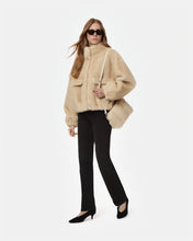 Load image into Gallery viewer, Iris Shaved Mink Bomber in Latte