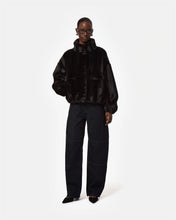 Load image into Gallery viewer, Iris Shaved Mink Bomber in Black