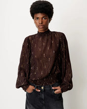 Load image into Gallery viewer, Duchess Smocked Blouse in Coffea Domiu