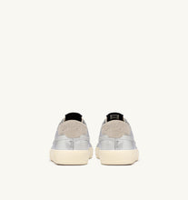 Load image into Gallery viewer, Windscape Low Top Trainers in Laminated Canvas/ Suede Silver