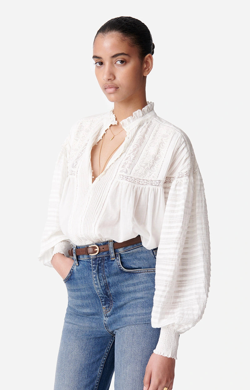 Dahlia Blouse in Blanc
