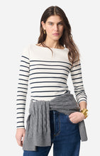 Load image into Gallery viewer, Gaby Long Sleeve T-Shirt in Ecru/Navy
