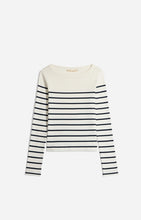 Load image into Gallery viewer, Gaby Long Sleeve T-Shirt in Ecru/Navy
