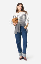 Load image into Gallery viewer, Gaby Long Sleeve T-Shirt in Ecru/Navy
