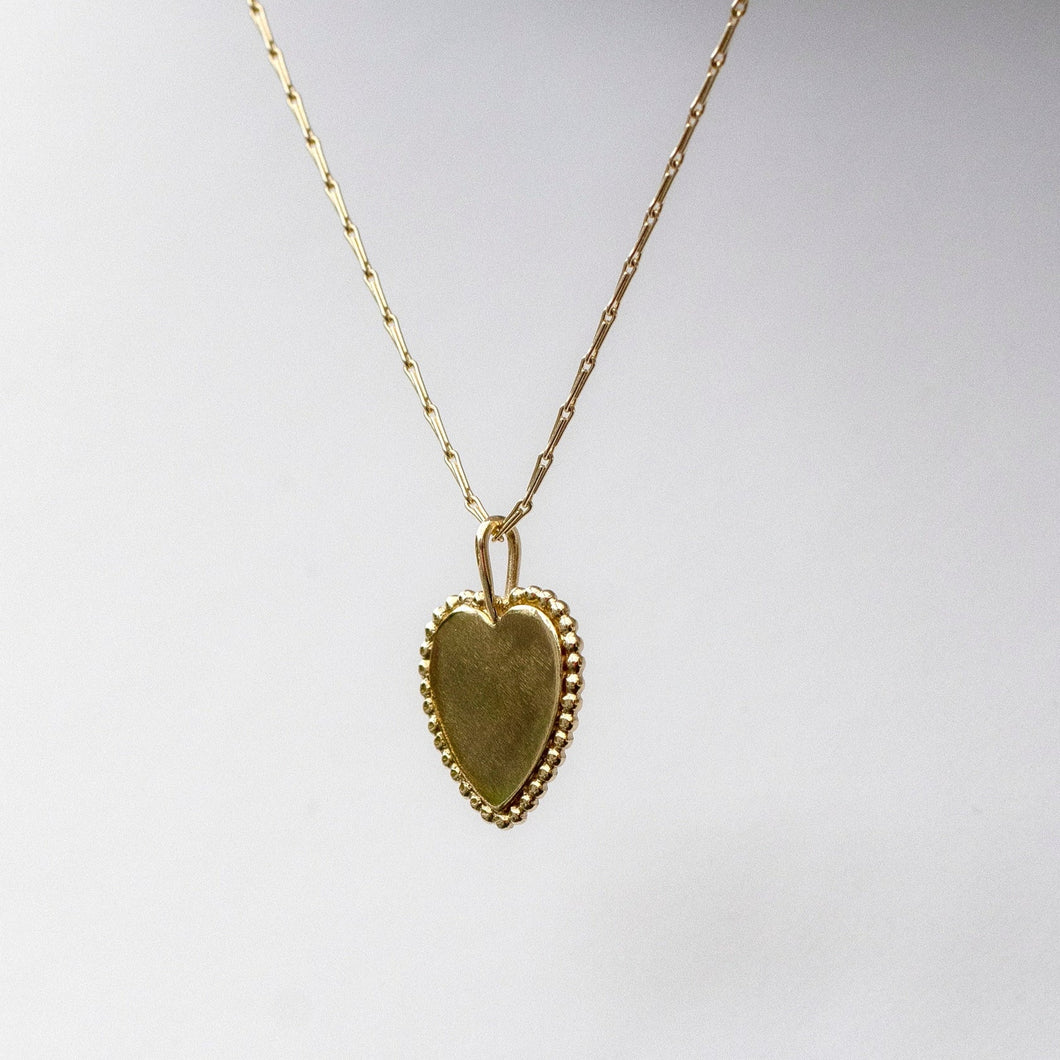 Beaded Heart Necklace in Gold