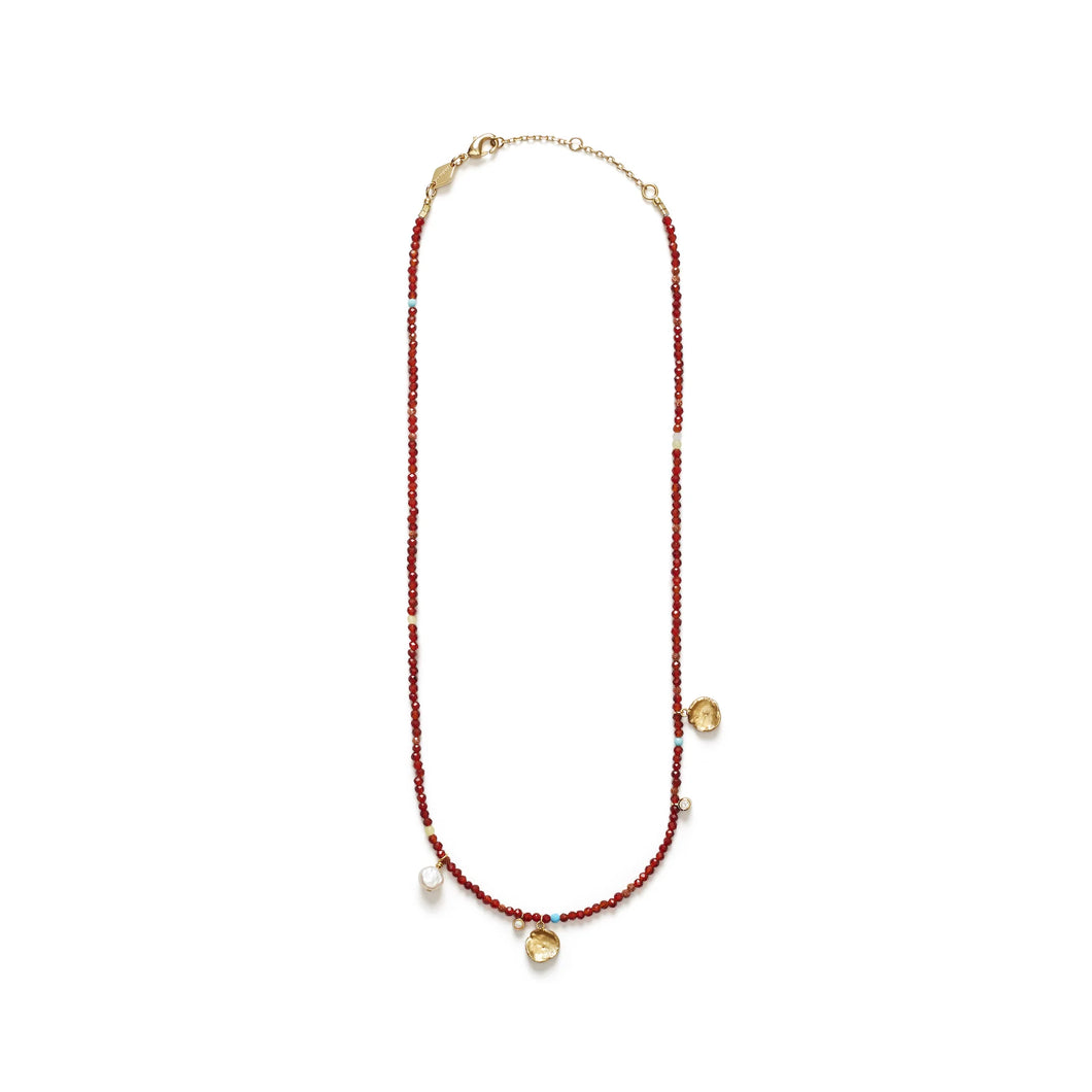 Maroon Harmony Necklace in Gold