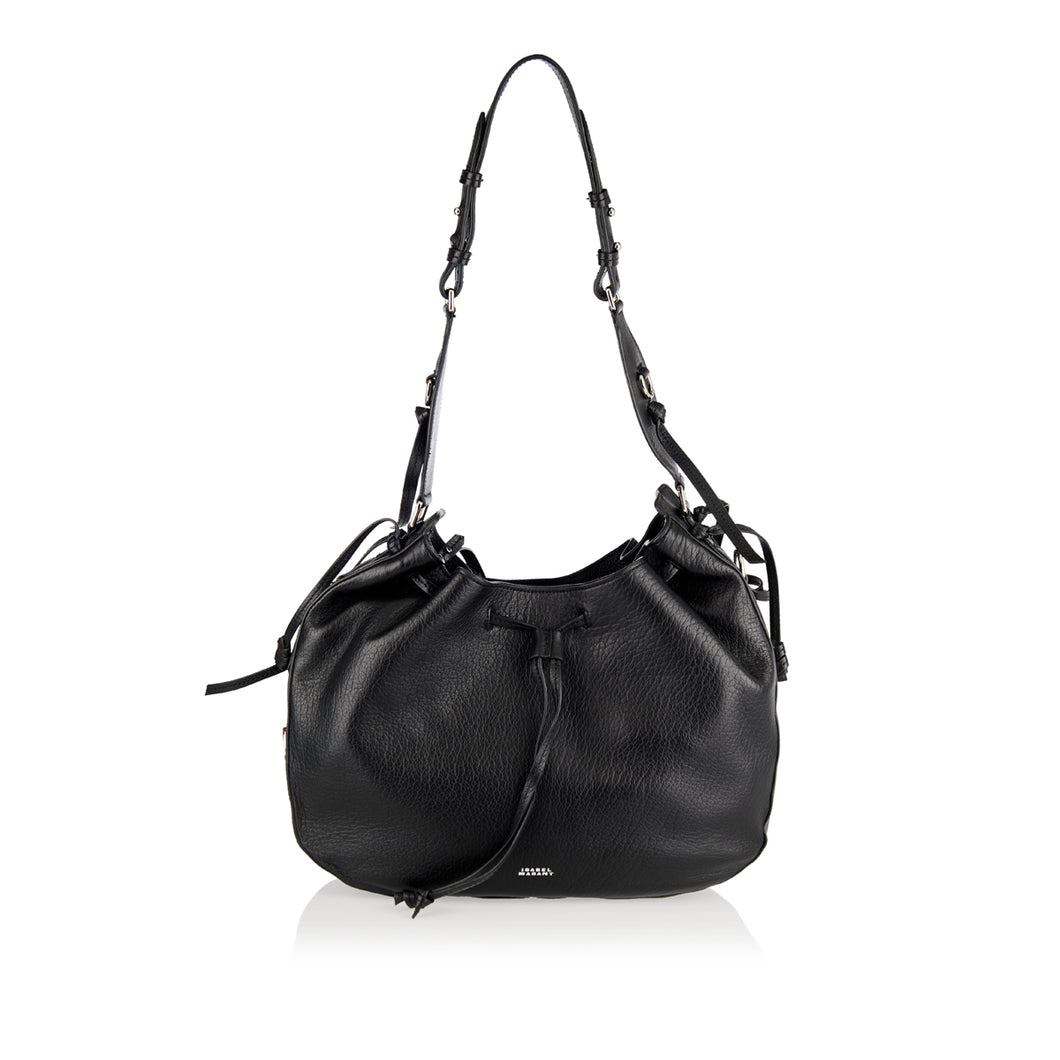 Bolton Hobo Shoulder Bag in Black/ Silver
