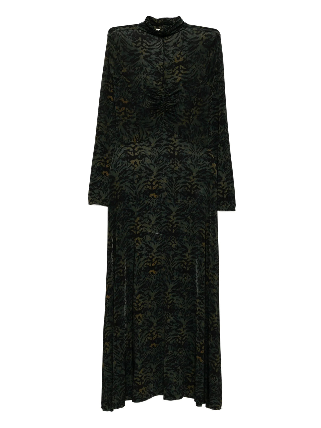 Koa Jersey Ruched Front Turtleneck Dress in Desert Jasper