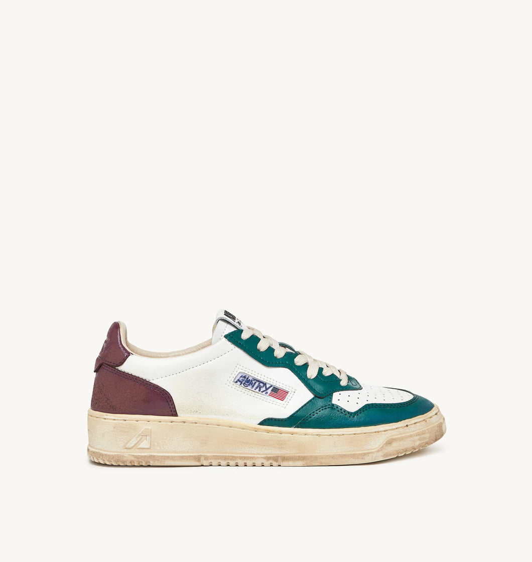 Super Vintage Low Top Trainers in White/Leather/Aubergine/Petrol