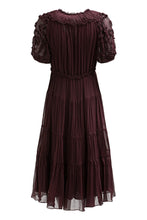 Load image into Gallery viewer, Nan Silk Short Sleeve Midi Dress in Mahogany
