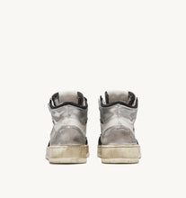 Load image into Gallery viewer, Super Vintage Mid Top Trainers in White Leather/Black/Silver
