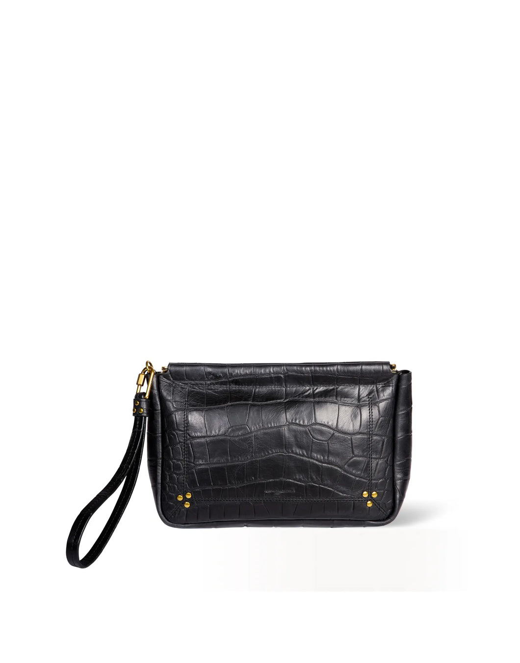 Clap L Clutch Bag in Imprime Croco Noir