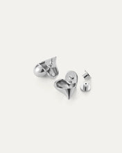 Load image into Gallery viewer, Art Heart Button Earrings in Silver
