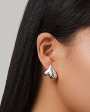 Load image into Gallery viewer, Art Heart Button Earrings in Silver
