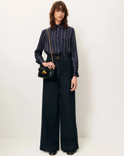 Load image into Gallery viewer, Britjet Printed Shirt in Navy-Plum-Ikat
