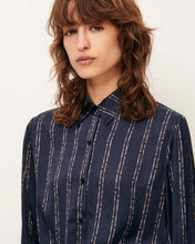 Load image into Gallery viewer, Britjet Printed Shirt in Navy-Plum-Ikat
