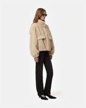 Load image into Gallery viewer, Iris Shaved Mink Bomber in Latte
