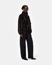 Load image into Gallery viewer, Iris Shaved Mink Bomber in Black
