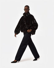 Load image into Gallery viewer, Iris Shaved Mink Bomber in Black
