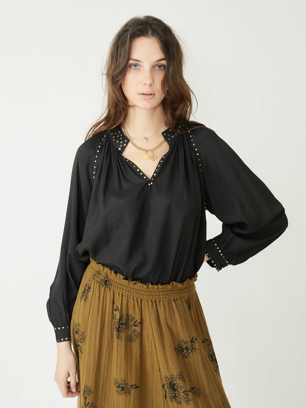Bliss Blouse in Faux Noir