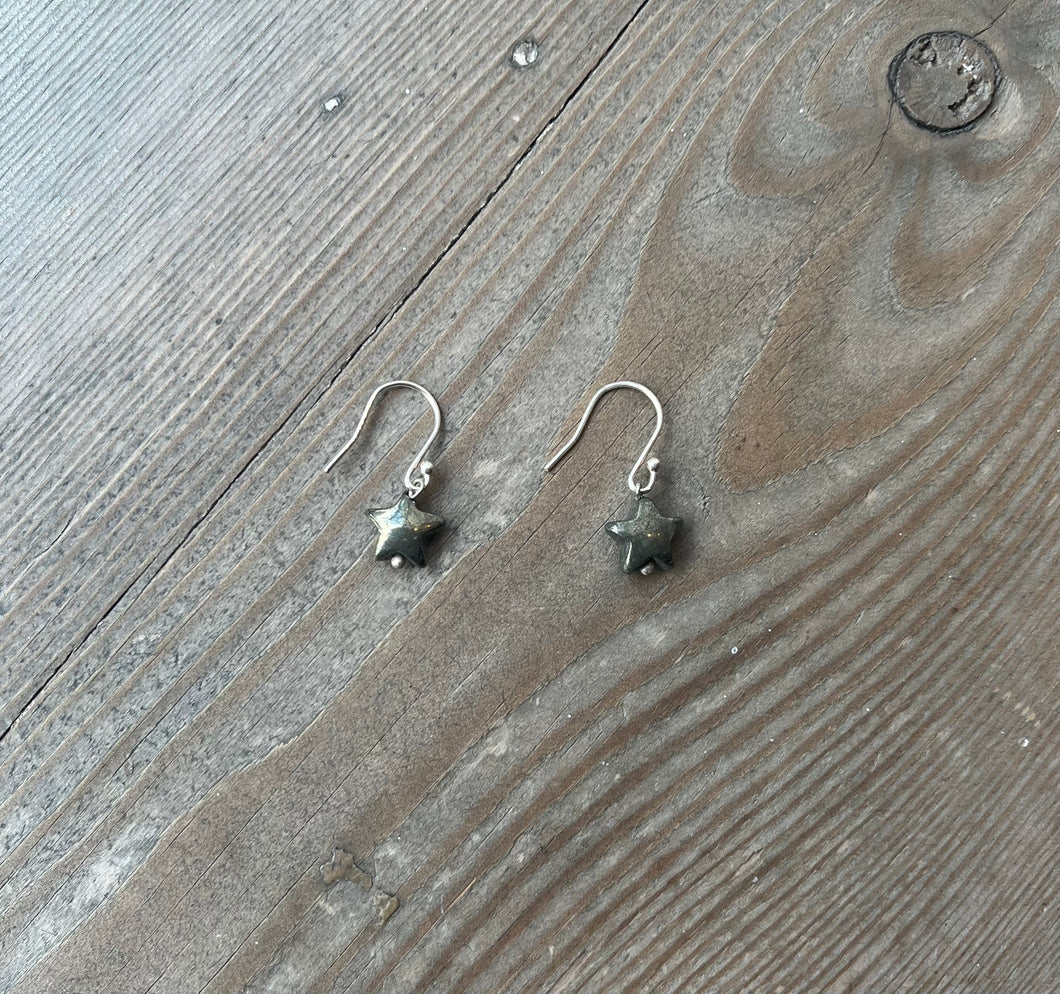 Recycled Silver Pyrite Star Earrings