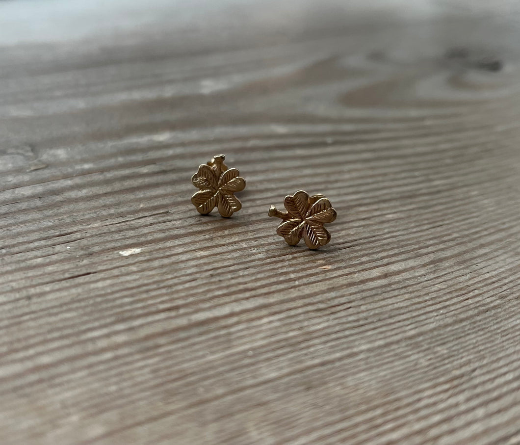 9ct Gold Four Leaf Clover Earrings
