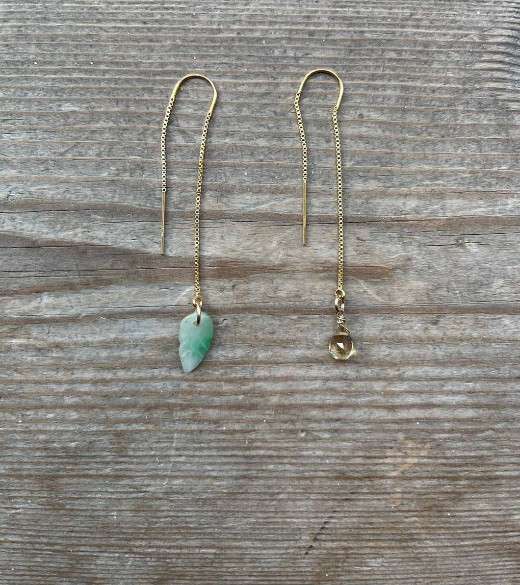 Gemstone Jade and Citrine Earrings