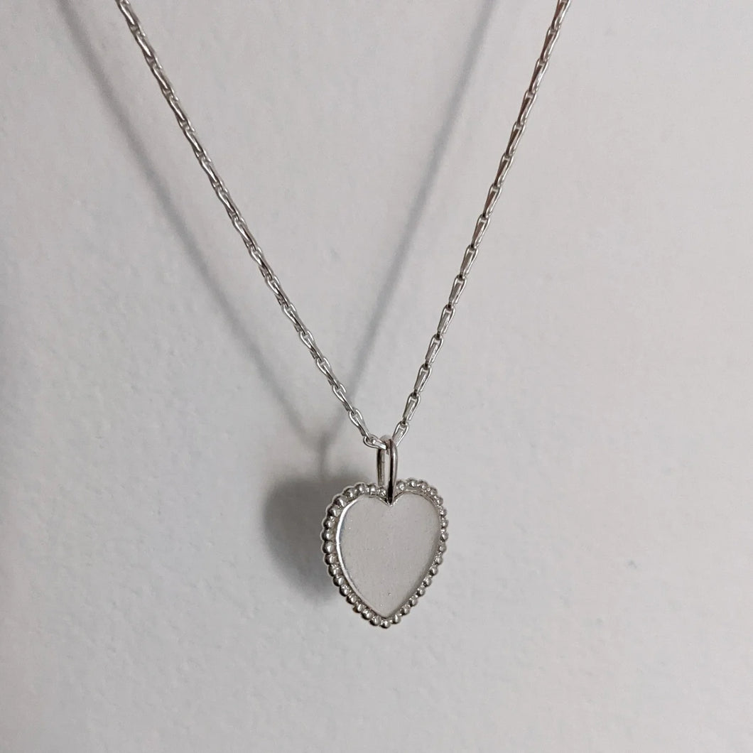 Beaded Heart Necklace in Silver