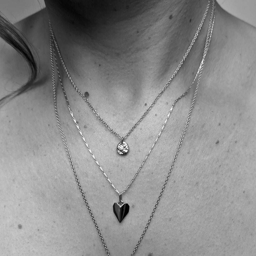Paper Heart Necklace in Silver