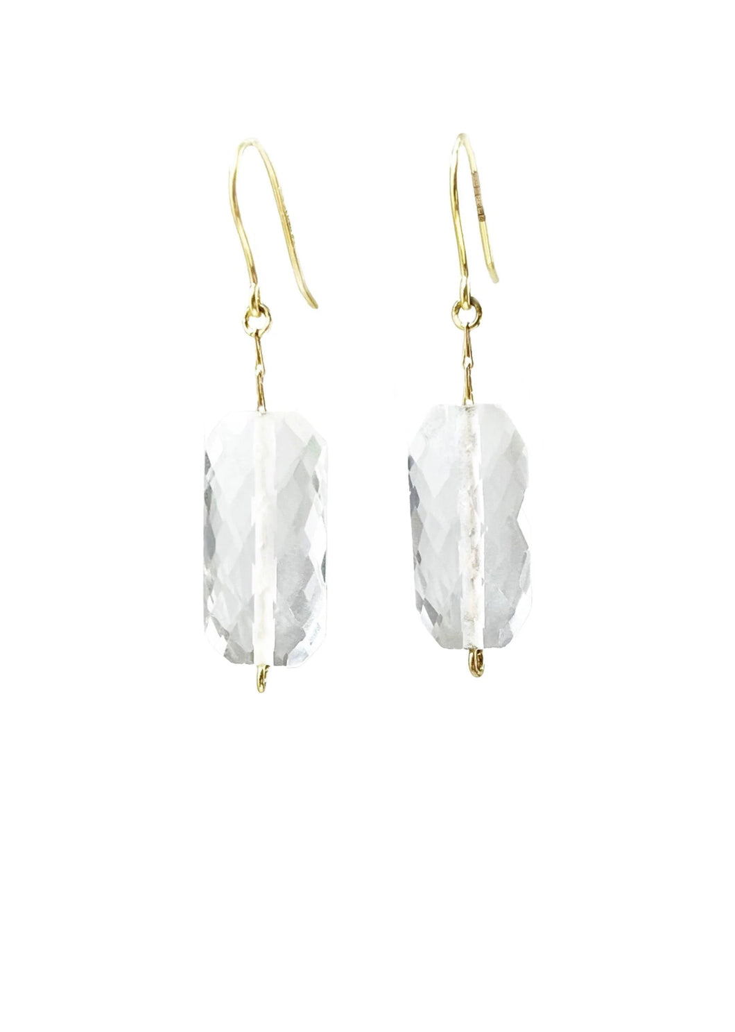 9ct Large Faceted Rectangle Earrings