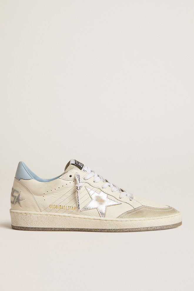 Ball Star Trainers in White/ Blue Fog/ Silver