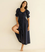 Load image into Gallery viewer, Ischia Dress in Navy Flock Dot
