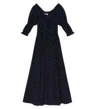 Load image into Gallery viewer, Ischia Dress in Navy Flock Dot
