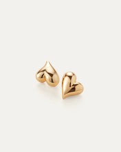 Load image into Gallery viewer, Art Heart Button Earrings in Gold
