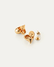 Load image into Gallery viewer, Art Heart Button Earrings in Gold
