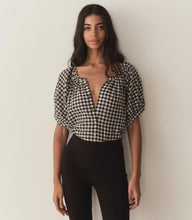Load image into Gallery viewer, June Top in Noir Greta Gingham
