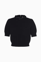 Load image into Gallery viewer, Liv Embroided Cashmere Short Sleeve Knit in Noir
