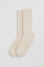 Load image into Gallery viewer, Ultra Soft Alpaca Ribbed Socks in Clotted Cream
