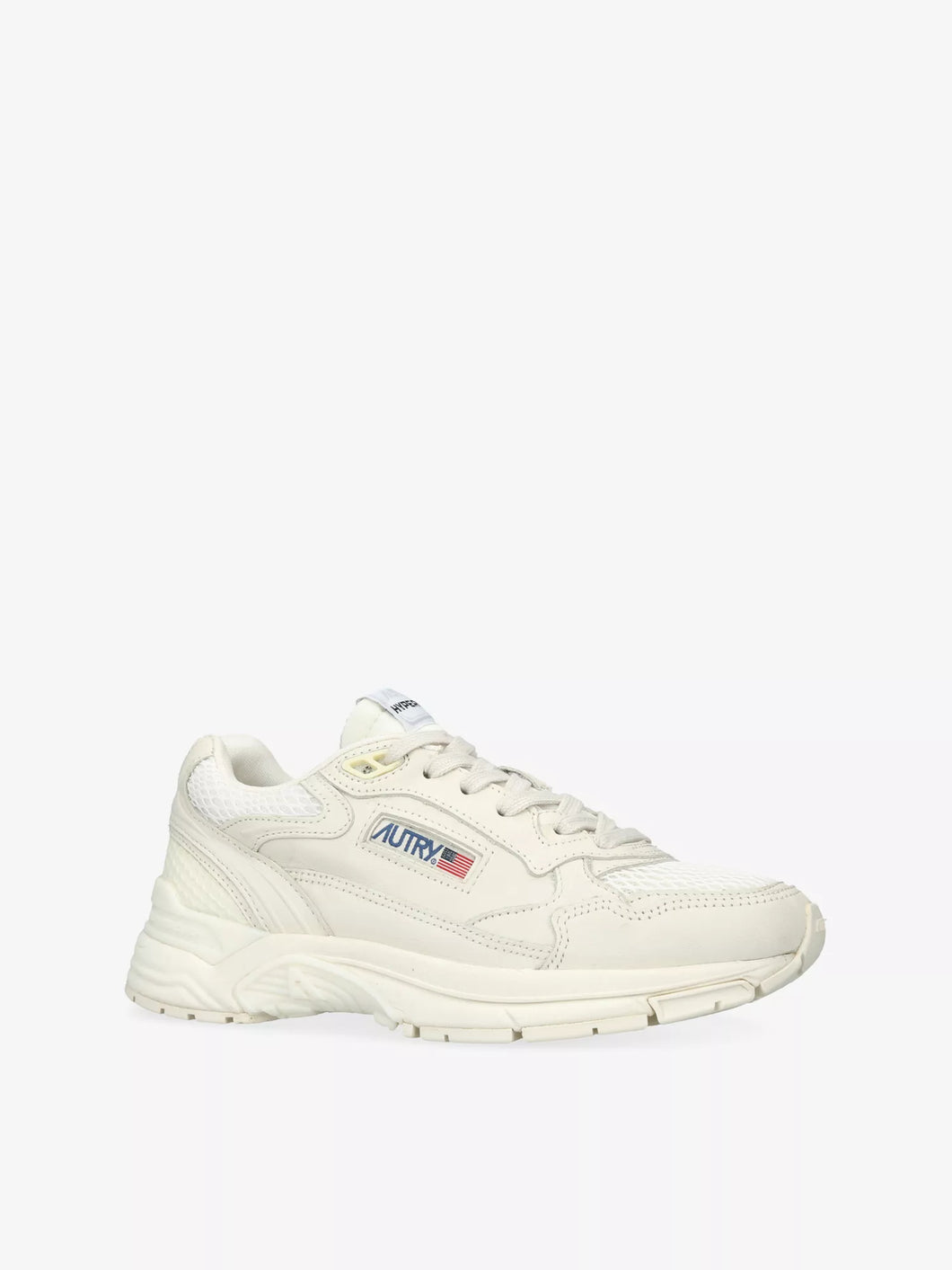Hyperway Trainers in White Goat Leather and Mesh