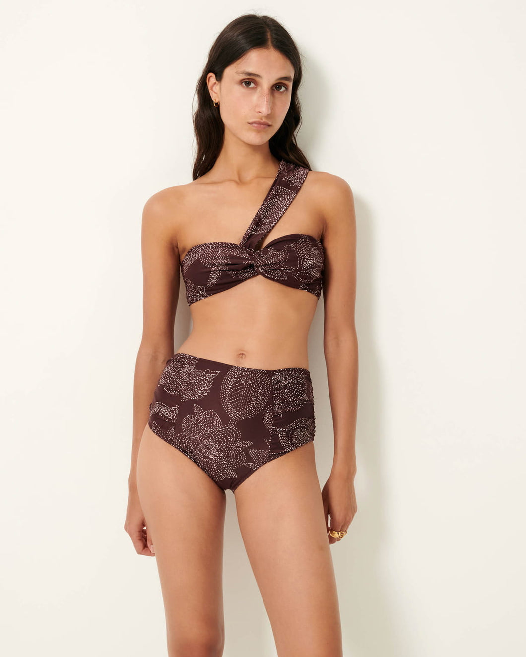 Baia Blu Asymmetric Bikini in Coffee