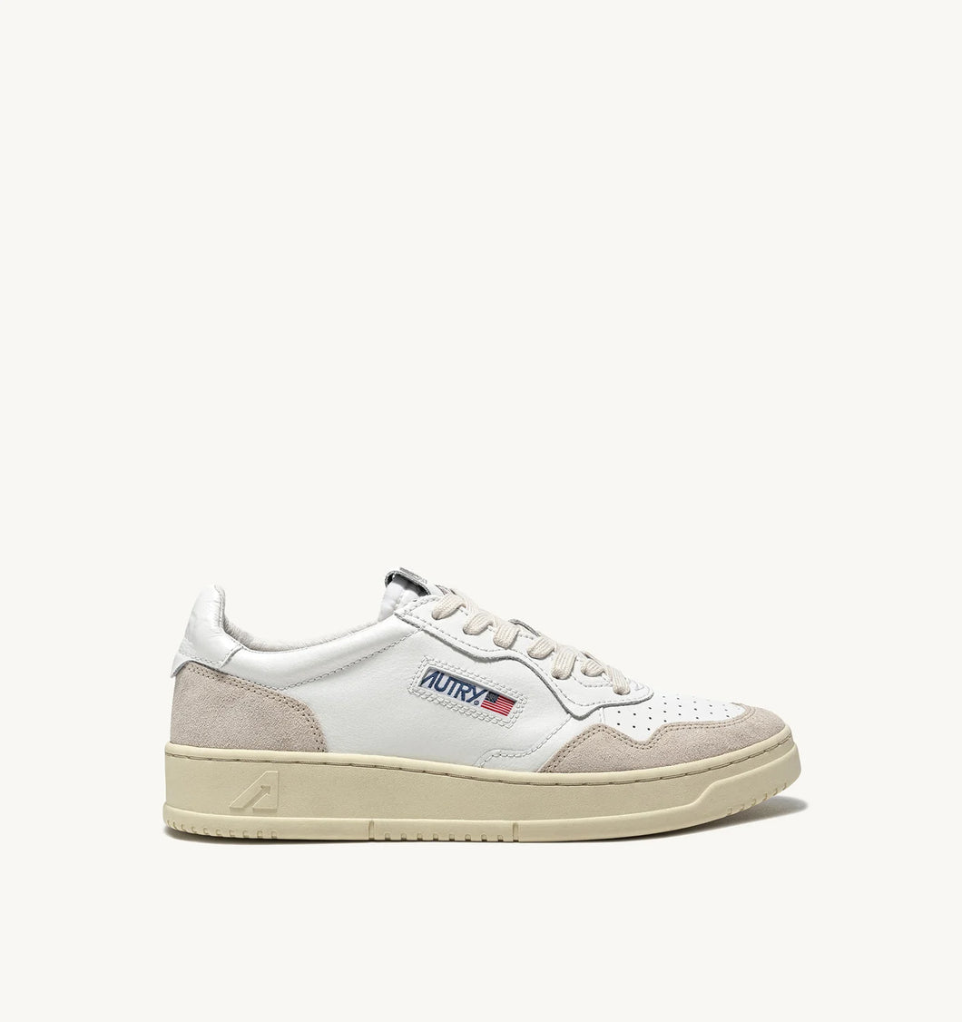 Medalist Low Top Trainers In White Leather and Suede