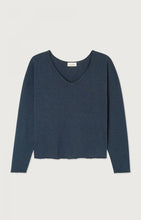 Load image into Gallery viewer, Sonoma Long Sleeve V-Neck T Shirt in Navy Blue Vintage
