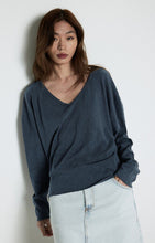 Load image into Gallery viewer, Sonoma Long Sleeve V-Neck T Shirt in Navy Blue Vintage
