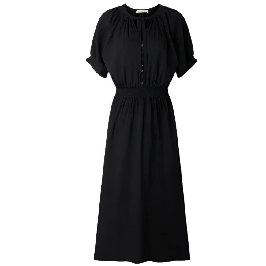 Amber Long Smocked Dress Black
