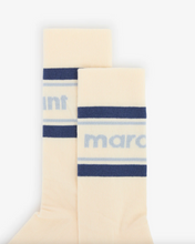 Load image into Gallery viewer, Dona Socks in Ecru/Blue
