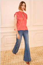 Load image into Gallery viewer, Agosta Flutter Sleeve Top in Coral
